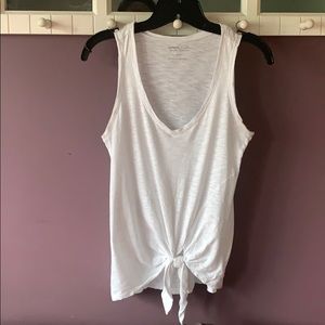White tie front tank top